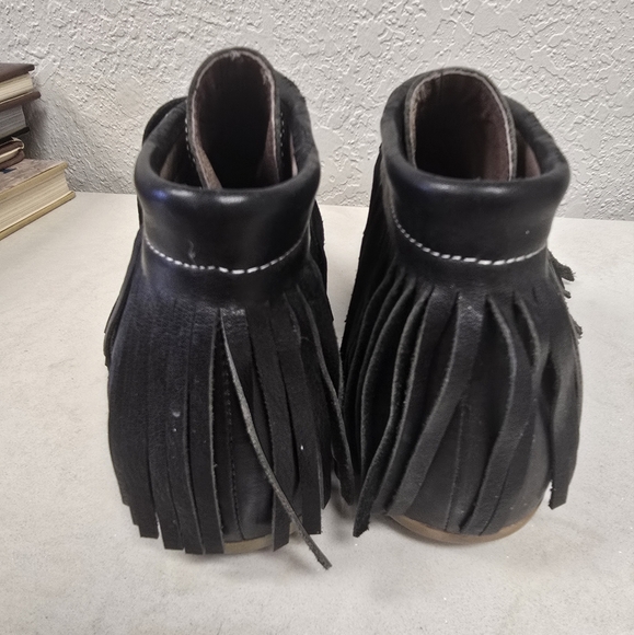 L&B Lucky & Blessed Slip On Moccisan Leather Fringe with Leopard cowhide Size 9 - Picture 6 of 7